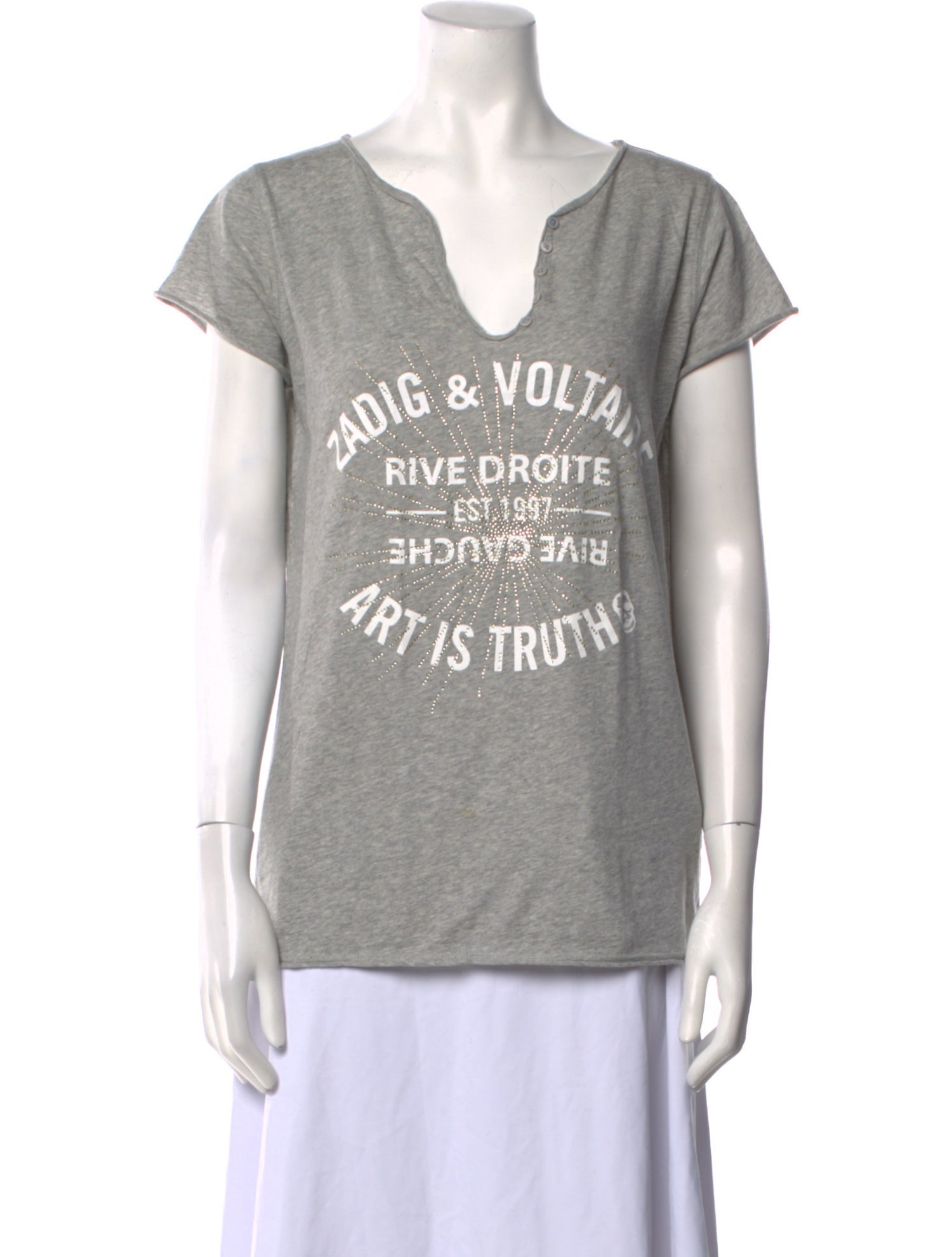 Zadig & Voltaire Graphic Print V-Neck T-Shirt